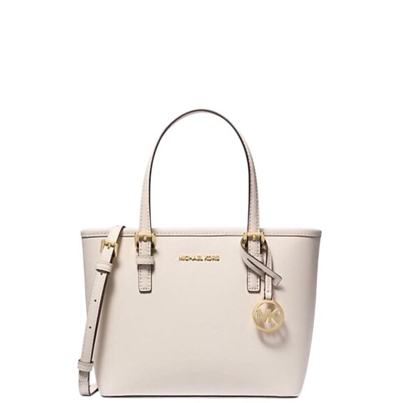 Michael Kors Handbags - MICHAEL KORS Jet Set Small Saffiano Leather Top-Zip Tote Bag Light Cream NWT